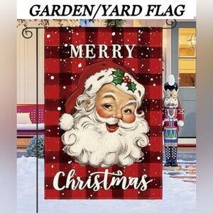 CHRISTMAS FLAG Merry Christmas Burlap flag SANTA scene size 12x18 N…